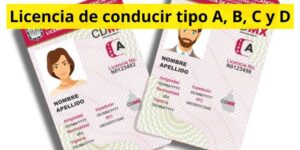 Licencia de conducir tipo A, B, C y D